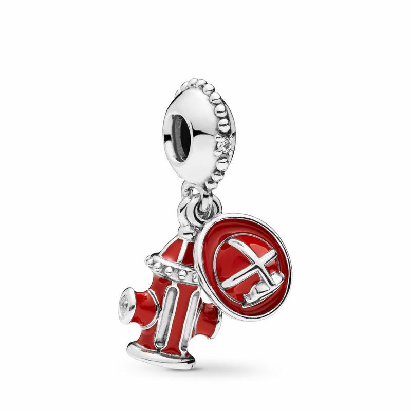 Pandora Firefighter Essentials Dangle Charm - Sterling Silver/Enamel/Black/Cubic Zirconia - Canada |